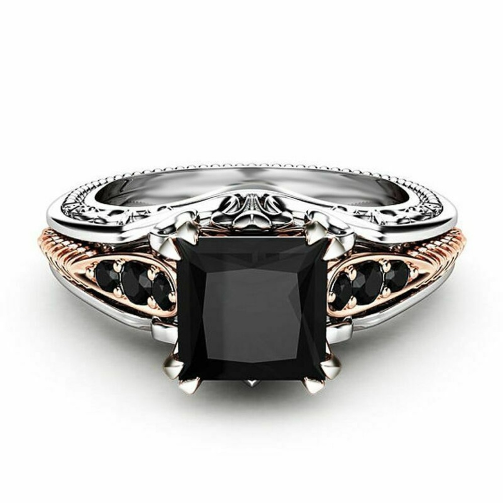 Elegant 925 Silver Black Sapphire Ring New - Picture 1 of 5